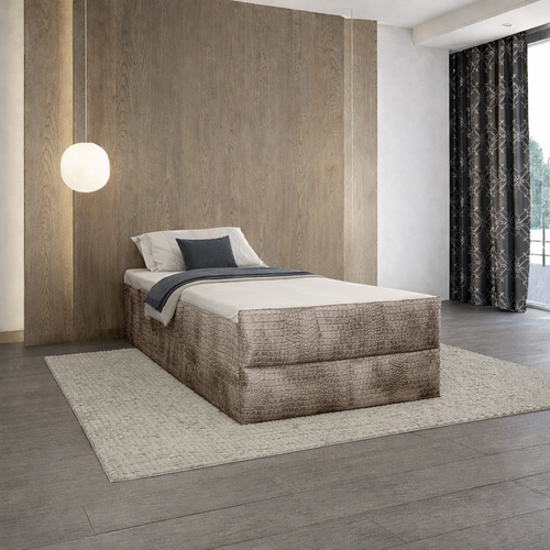 OP=OP Vaste Boxspring Croco - Zonder Hoofdbord | 80 x 220 Velvet Beige |Incl. Voetbord