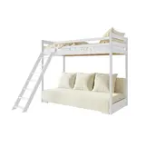 Hoogslaper met Slaapbank Sophie - Wit  / Ribstof Creme - Direct Leverbaar!