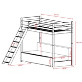 Hoogslaper met Slaapbank Sophie - Wit  / Ribstof Creme - Direct Leverbaar!