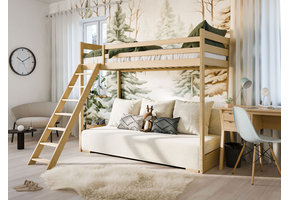 Hoogslaper met Slaapbank Sophie - Naturel / Ribstof Creme - Direct Leverbaar!