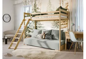 Hoogslaper met Slaapbank Sophie - Naturel / Ribstof Grijs - Direct Leverbaar!