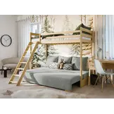 Hoogslaper met Slaapbank Sophie - Naturel / Ribstof Grijs - Direct Leverbaar!