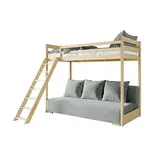 Hoogslaper met Slaapbank Sophie - Naturel / Ribstof Grijs - Direct Leverbaar!