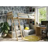 Hoogslaper met Slaapbank Sophie - Naturel / Ribstof Grijs - Direct Leverbaar!