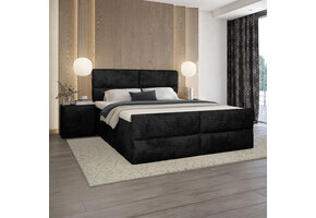 OP=OP Opberg Boxspring Croco | 180 x 200 Velvet Zwart | Incl. Voetbord