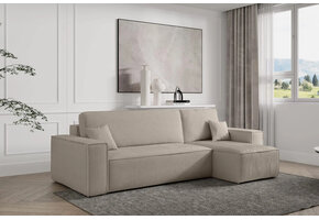 2dekans Hoekbank Karlo Ribstof Beige - Universeel - Slaapbank met opbergruimte [Niet in originele verpakking - Kans op schade]