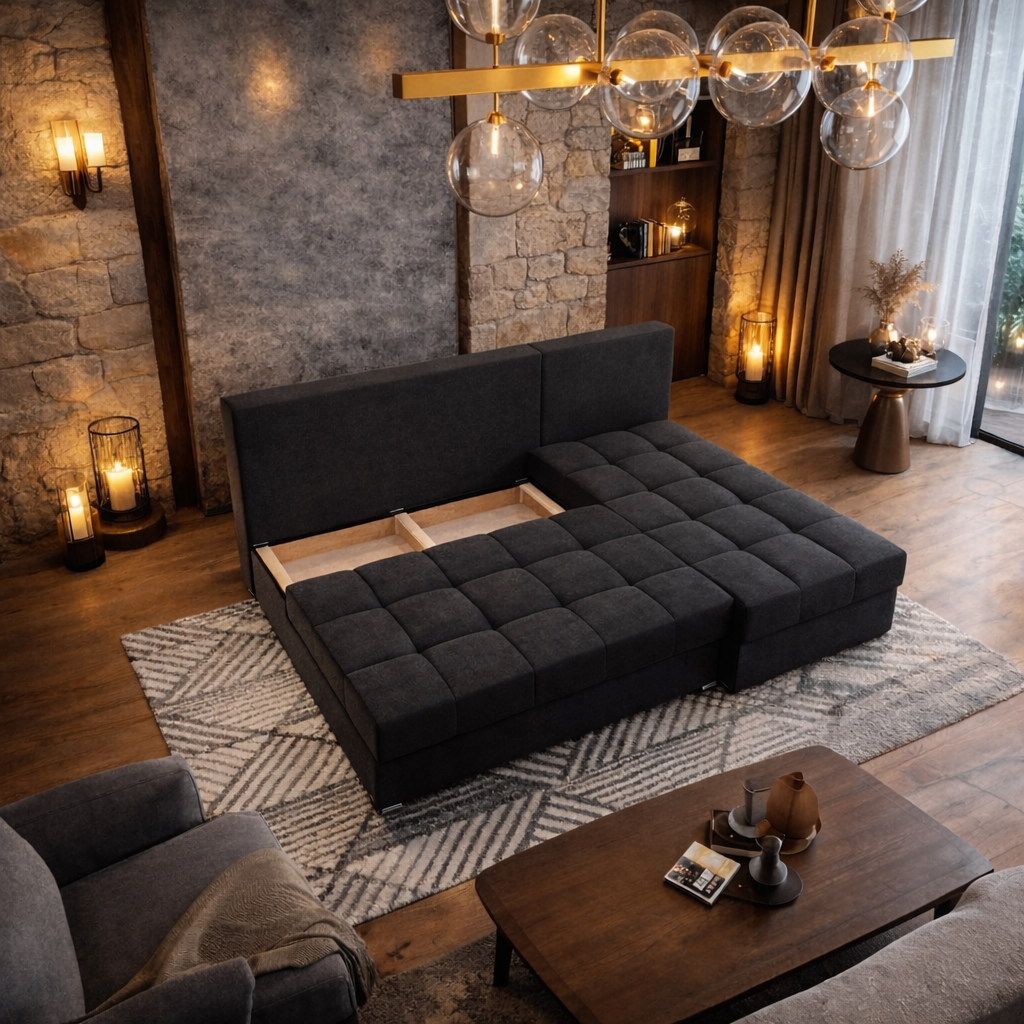 Hoekbank Rio - Slaapbank met opbergruimte - Zitcomfort Stevig