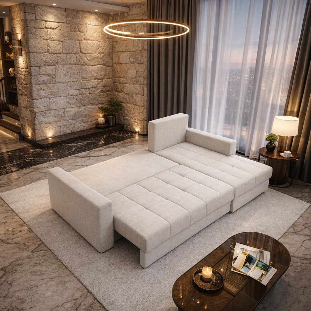 Hoekbank Kos - Slaapbank met opbergruimte - Zitcomfort Stevig