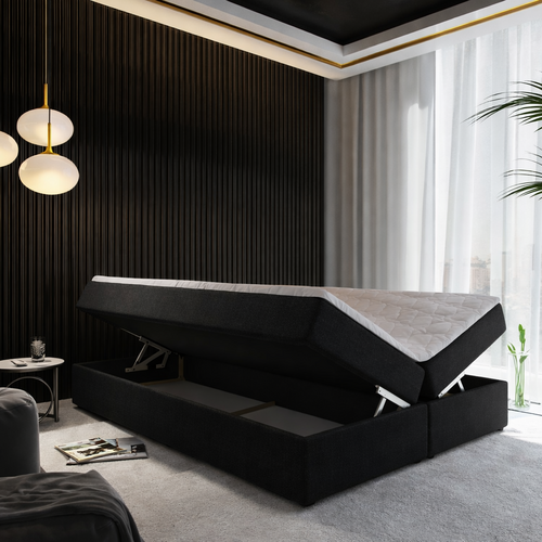 2dekans Opberg Boxspring 160 x 200 Zwart - Zonder Hoofdbord | Schade bodemplaat (Niet in originele verpakking - Kans op schade)