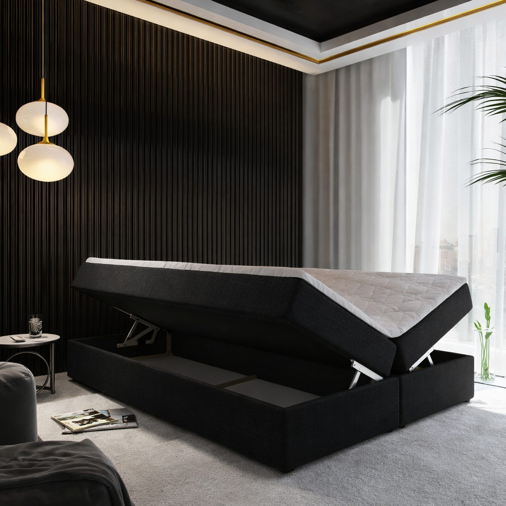 2dekans Opberg Boxspring 140 x 200 Zwart - Zonder Hoofdbord (Niet in originele verpakking - Kans op schade)