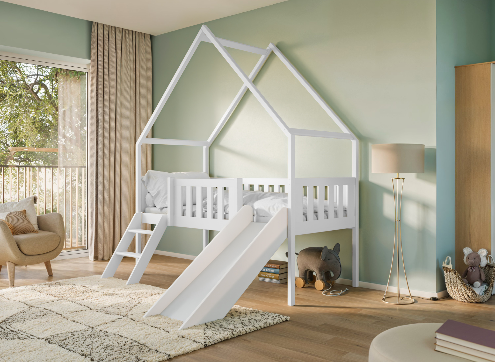 Halfhoogslaper met Glijbaan Abe - Leverbaar in 10 Kleuren!