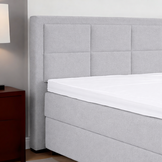 OP=OP Opberg Boxspring Onyx 180 x 200 Lichtgrijs - Antislip | Met 40 cm hoge opslagruimte | Incl. Voetbord + Pocketvering Matras + 1x Hocker met 2 lades