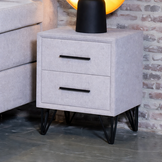 OP=OP Opberg Boxspring Onyx 180 x 200 Lichtgrijs - Antislip | Met 40 cm hoge opslagruimte | Incl. Voetbord + Pocketvering Matras + 1x Hocker met 2 lades