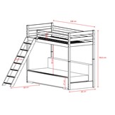 Hoogslaper met Slaapbank Sophie - Ribstof Grijs - 90 x 200/ 140  x 200 - Leverbaar in 10 kleuren!