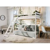 Hoogslaper met Slaapbank Sophie - Ribstof Grijs - 90 x 200/ 140  x 200 - Leverbaar in 10 kleuren!