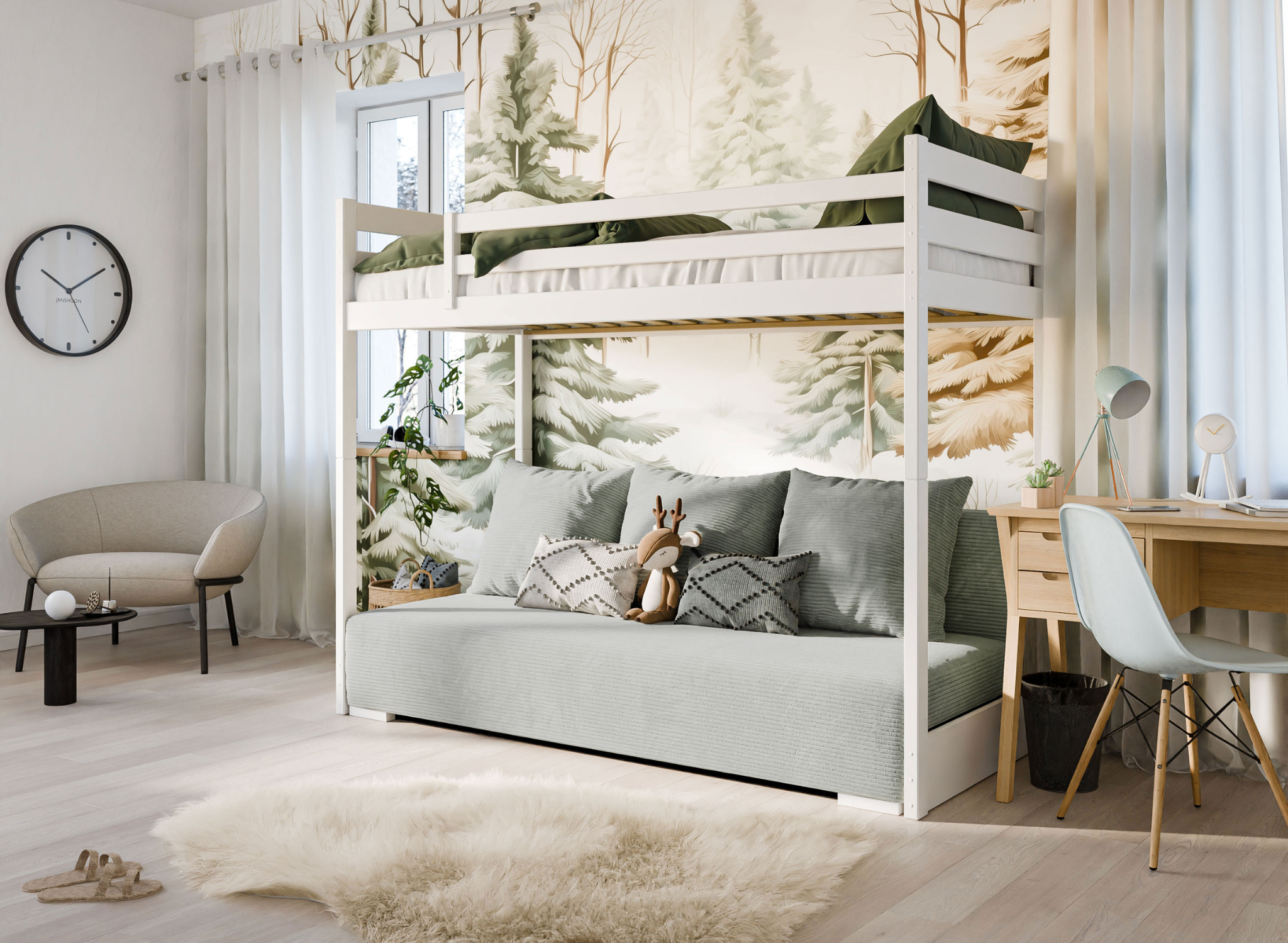 Hoogslaper met Slaapbank Sophie - Ribstof Grijs - 90 x 200/ 140  x 200 - Leverbaar in 10 kleuren!