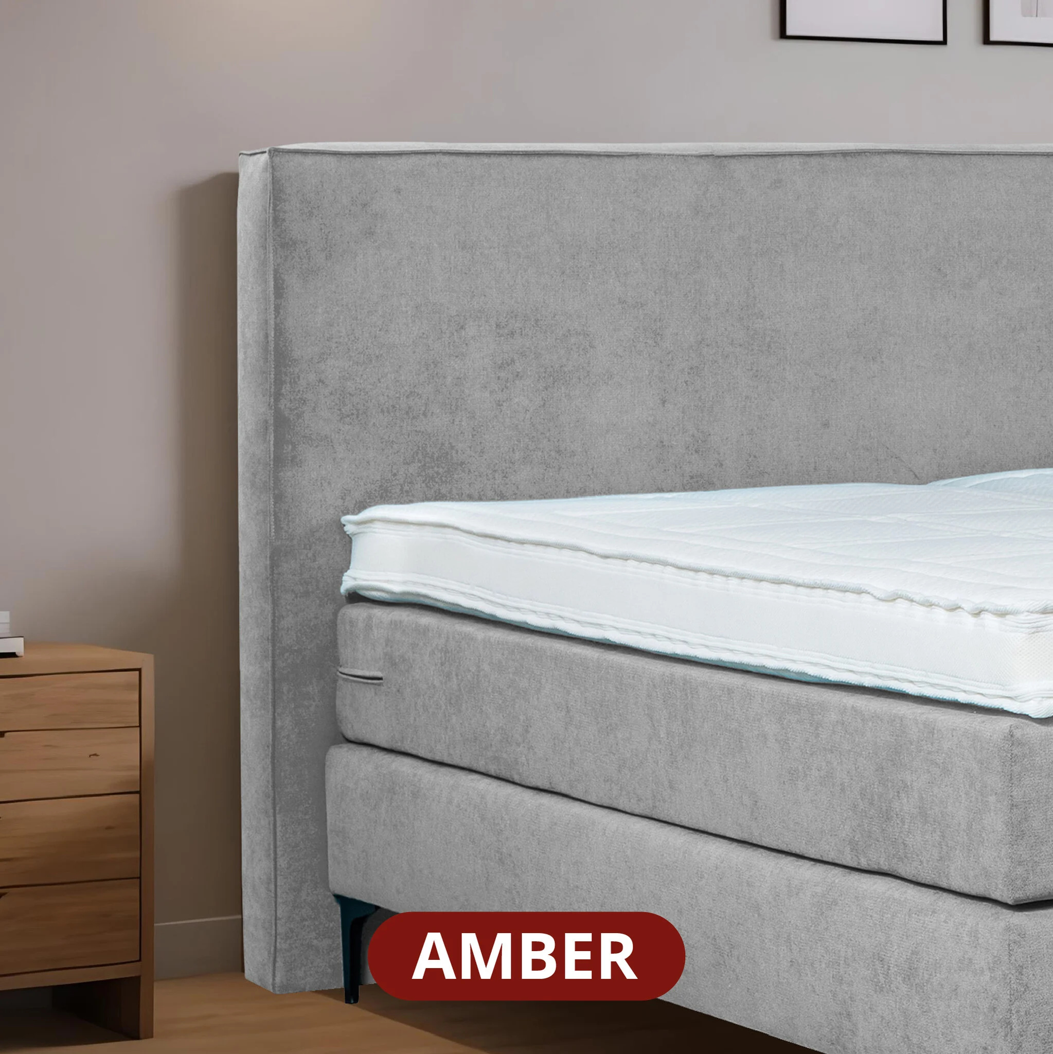 ACTIEDEAL Vaste Boxspring Amber - Antislip - 160 x 200 Grijs