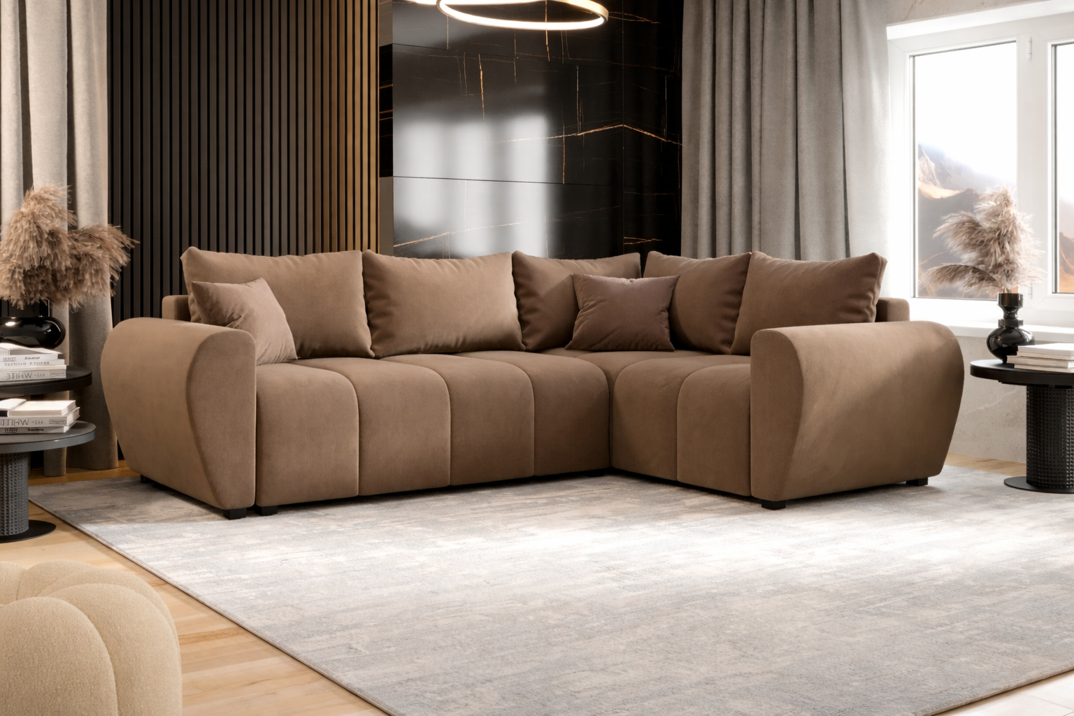 2dekans Slaapbank met opbergruimte Max | Hoekbank Rechts - Skaileer Beige (Stofschade - Rugleuning Hoogteverschil - Niet in originele verpakking)