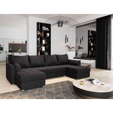 2dekans U-bank Kos Zwart- Slaapbank met opbergruimte -  Niet in originele verpakking - Kans op schade