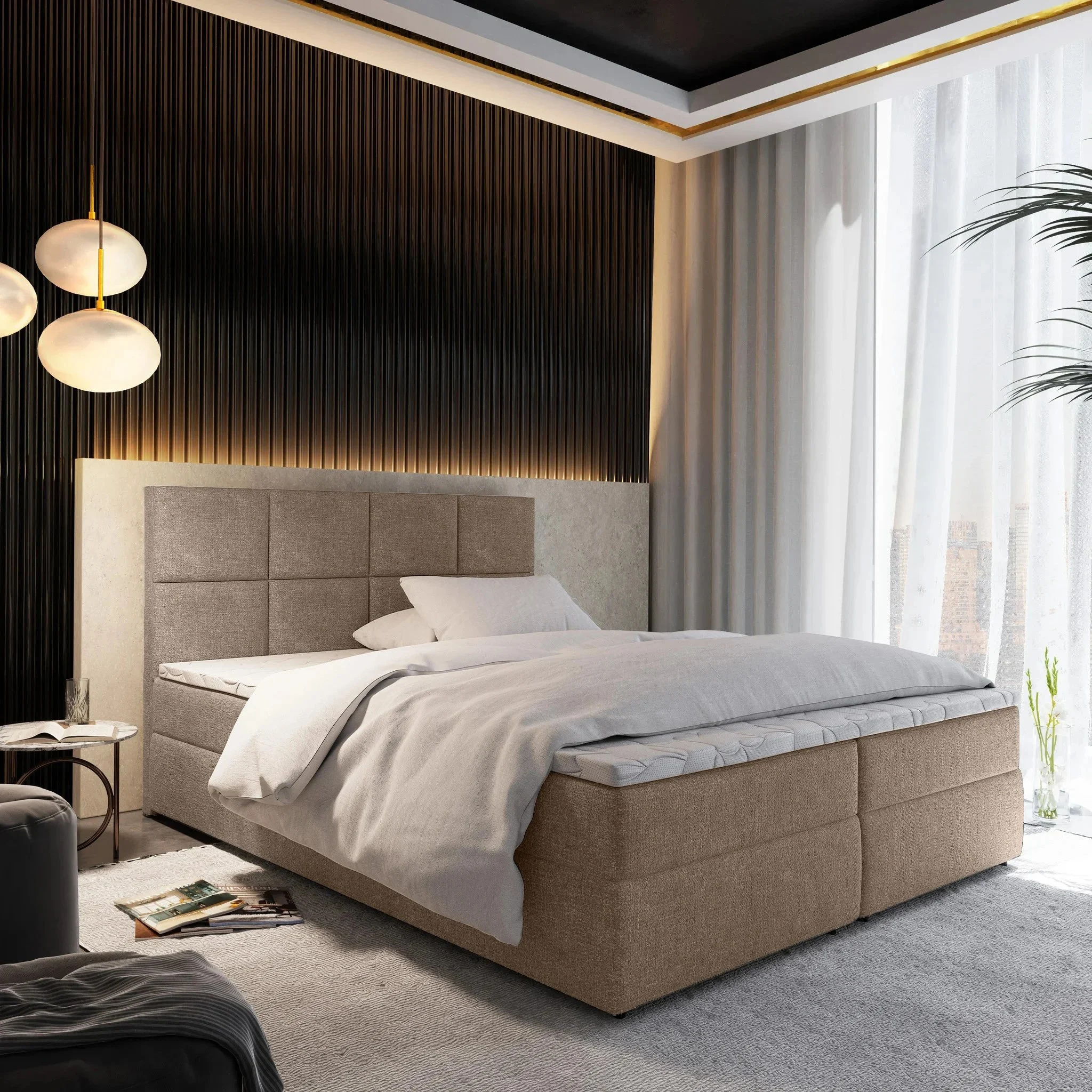 2dekans Opberg Boxspring Levi 180 x 200 Taupe - (Niet in originele verpakking - Kans op schade)