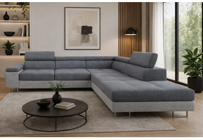 OP=OP Slaapbank met opbergruimte Sem | Hoekbank Links | 2 Kleurig Grijs