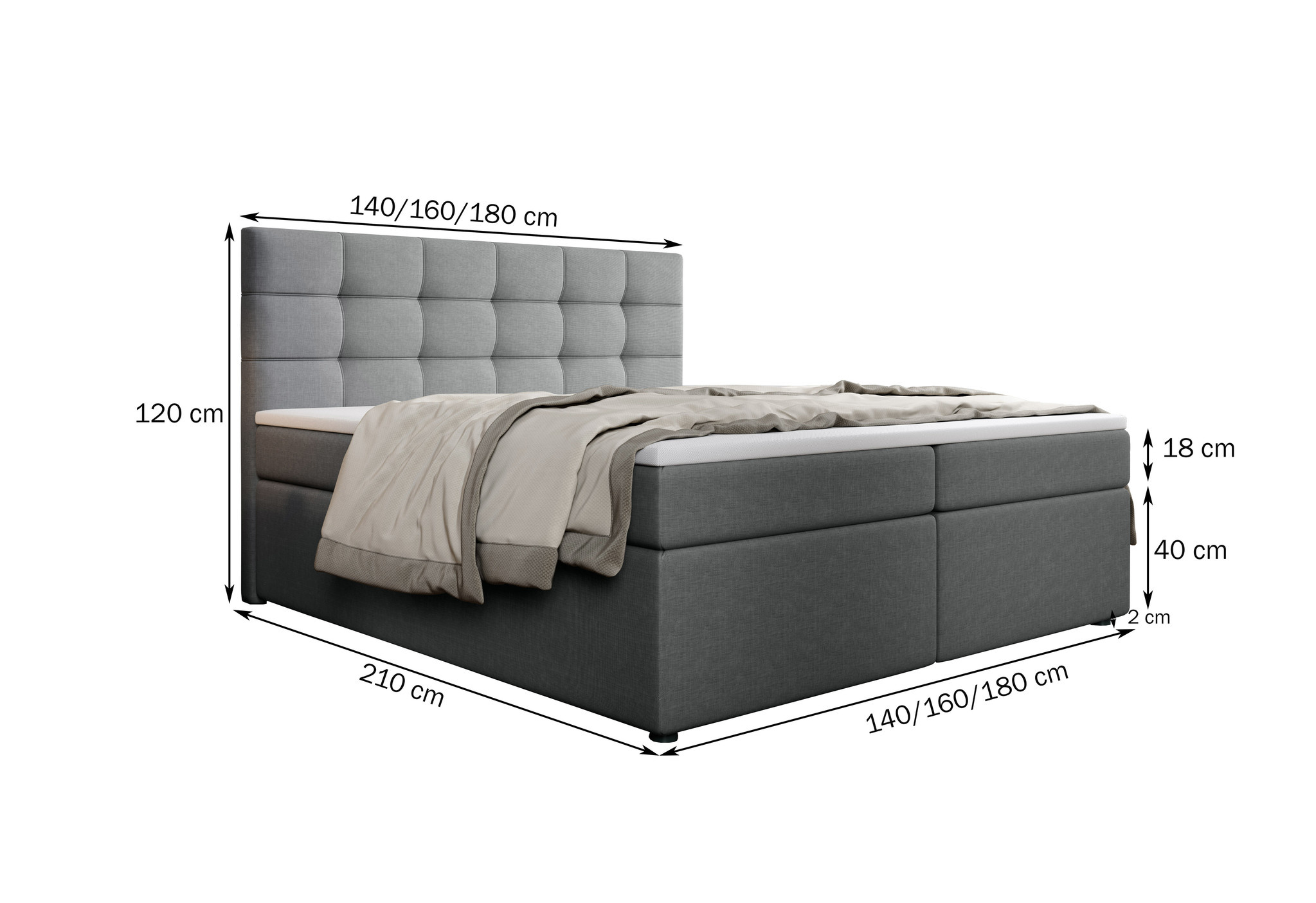ACTIEDEAL Opbergboxspring 160 x 200 - Stof Beige | Extra Hoog 40 cm opslagruimte + Pocketvering matrassen 500m2 tot 140 kg