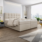 OP=OP Opberg Boxspring Glory - Extra Hoog - 160 x 200 Naturel Beige | incl. Pocketvering