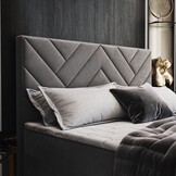 OP=OP Opberg Boxspring Chevron | 200 x 210 Zwart | 40 cm hoge boxen