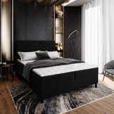 OP=OP Opberg Boxspring Chevron | 200 x 210 Zwart | 40 cm hoge boxen