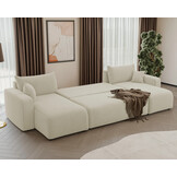 2dekans U-bank Slaapbank Pim | Teddy stof Beige | 4-zits met opbergruimte (Niet in originele verpakking - Kans op schade)