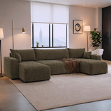 2dekans U-bank Slaapbank Pim | Teddy stof Beige | 4-zits met opbergruimte (Niet in originele verpakking - Kans op schade)