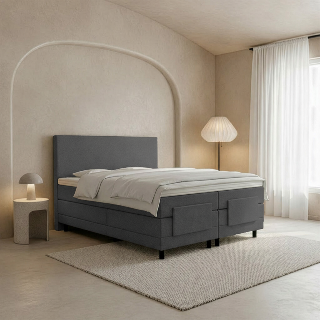 OP=OP Elektrische Boxspring Delux Basic | 200 x 210 Antraciet