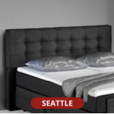 OP=OP Vaste Boxspring Seattle (Stik+Knopen) | 180 x 200 Zwart/Antraciet | Voetbord Chicago