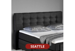 OP=OP Vaste Boxspring Seattle (Stik+Knopen) | 180 x 200 Zwart/Antraciet | Voetbord Chicago