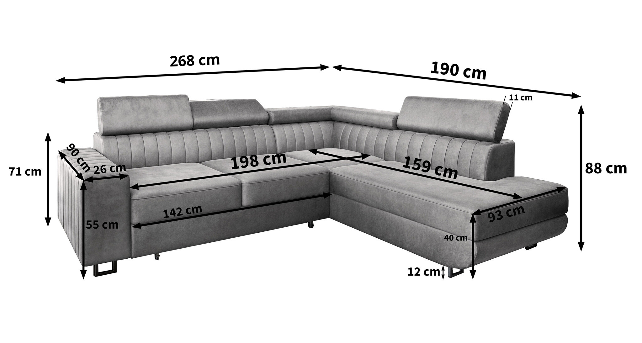 OP=OP Slaapbank met opbergruimte Nero | Antraciet & Grijs | Hoekbank