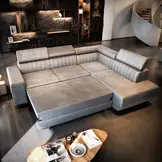 OP=OP Slaapbank met opbergruimte Nero | Antraciet & Grijs | Hoekbank