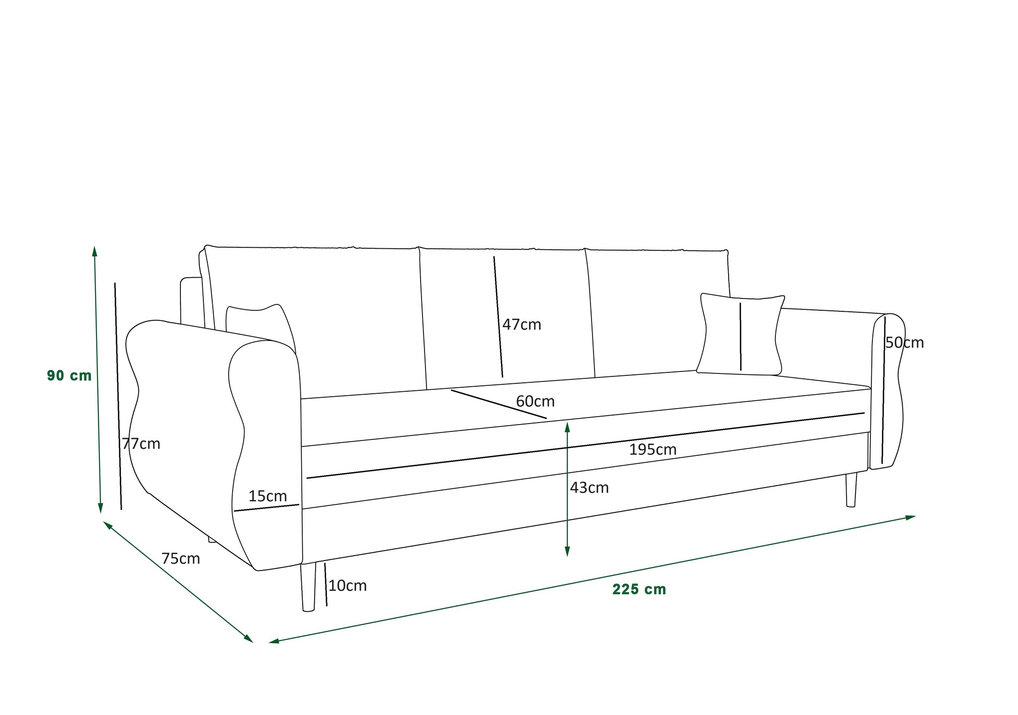 Slaapbank met opbergruimte Anne | IJsblauw | Zitbank