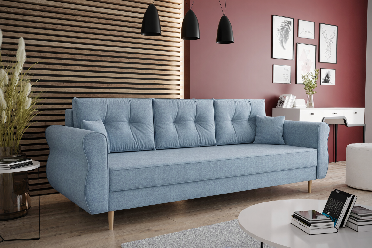 Slaapbank met opbergruimte Anne | IJsblauw | Zitbank