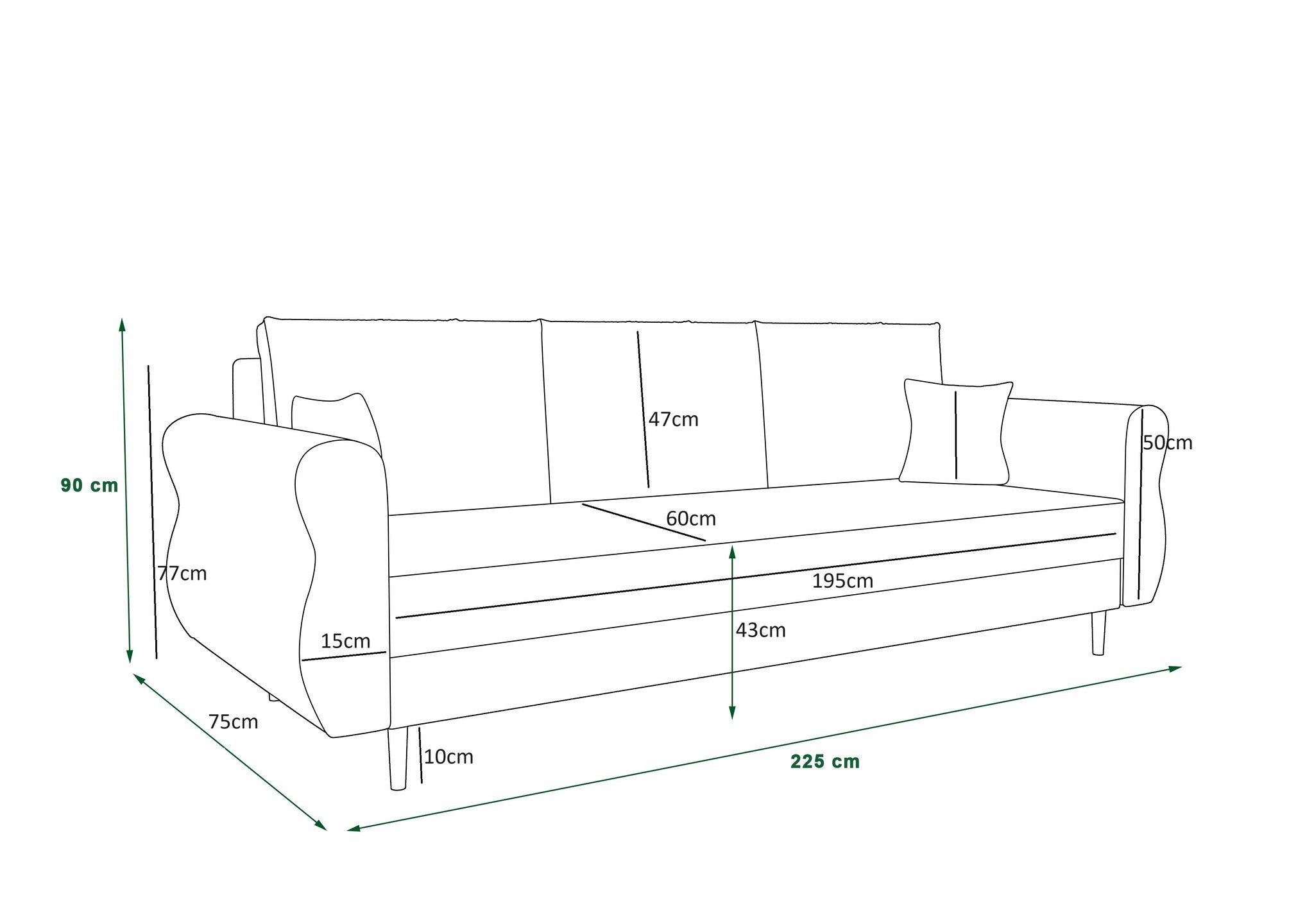 Slaapbank met opbergruimte Anne | Grijs | Zitbank