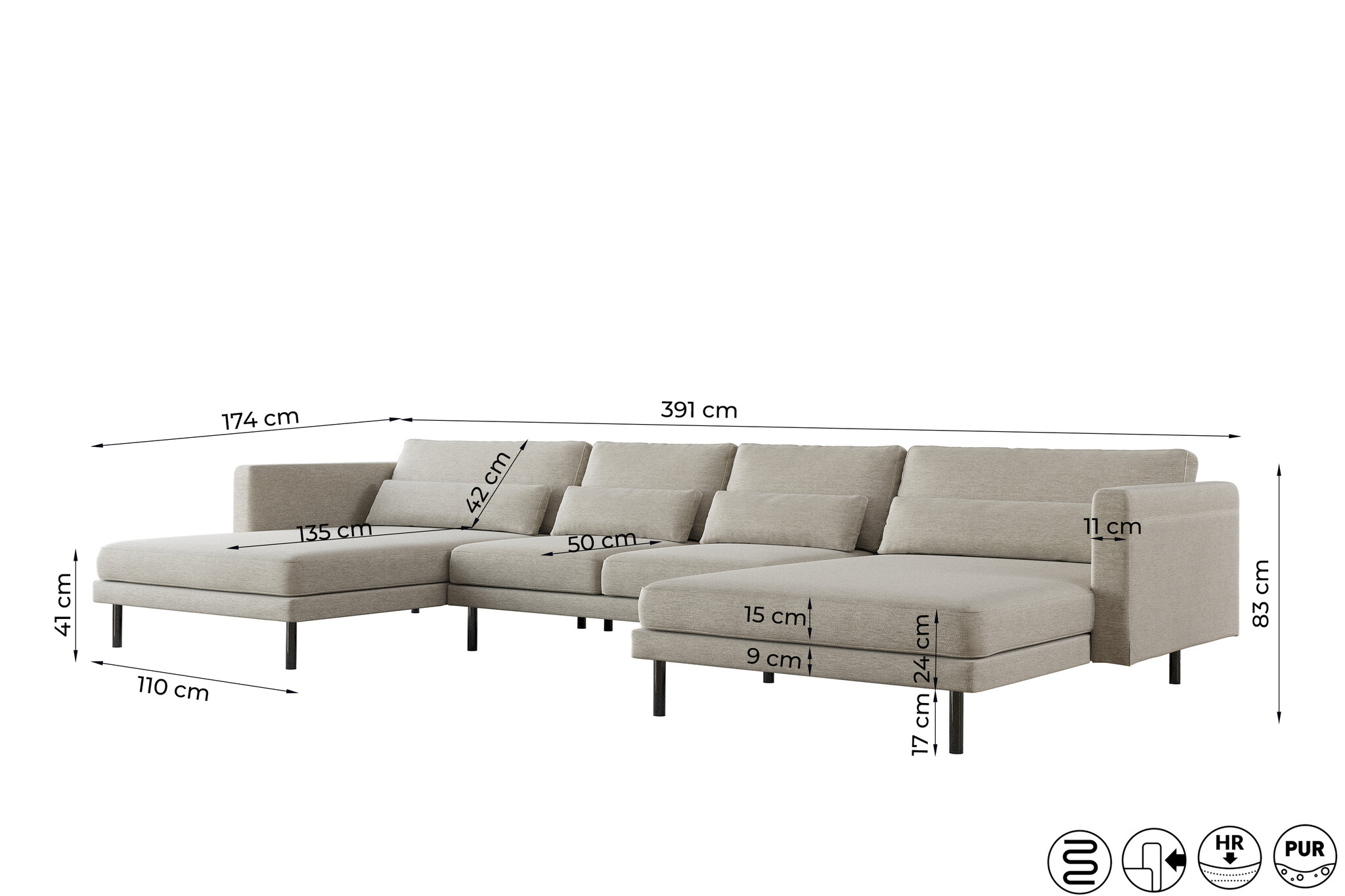 U-bank Dakota |Ruime U-opstelling met Comfortabele zit