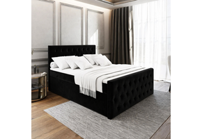 OP=OP Opberg Boxspring Fluweel Fondi | 140 x 200 - velvet Zwart| Incl. Voetbord