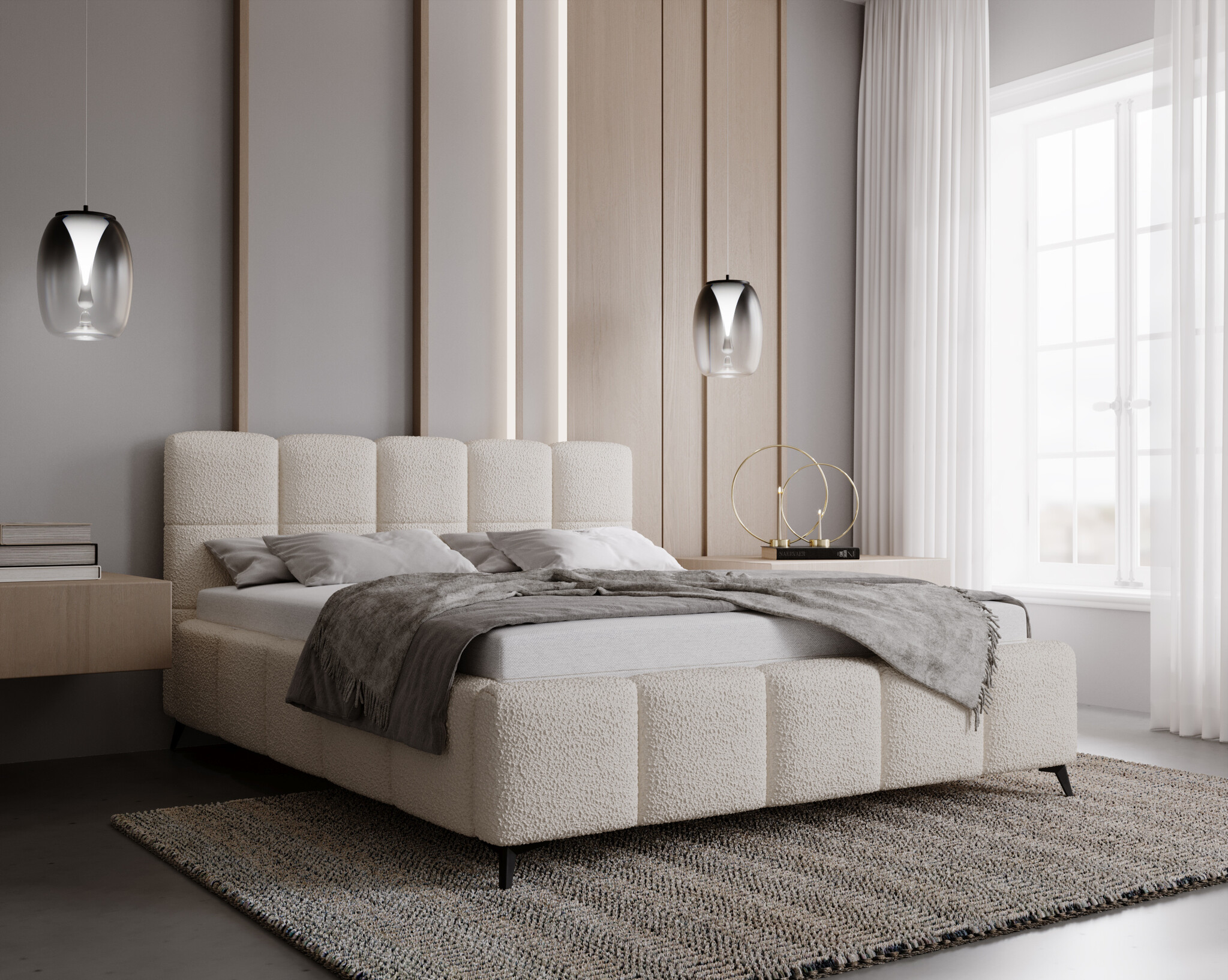 OP=OP Opberg Bed Nola | Geweven stof Antraciet | Incl. Metalen Gasdrukveren