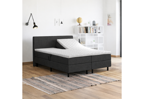 OP=OP Elektrische Boxspring | 140 x 200 - stof Antraciet | Hoofdbord Glad