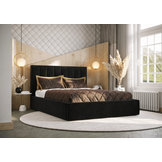 ACTIEDEAL Opberg Bed Otis | 140 x 200 - Geweven stof Zwart | Incl. Opbergframe Hout