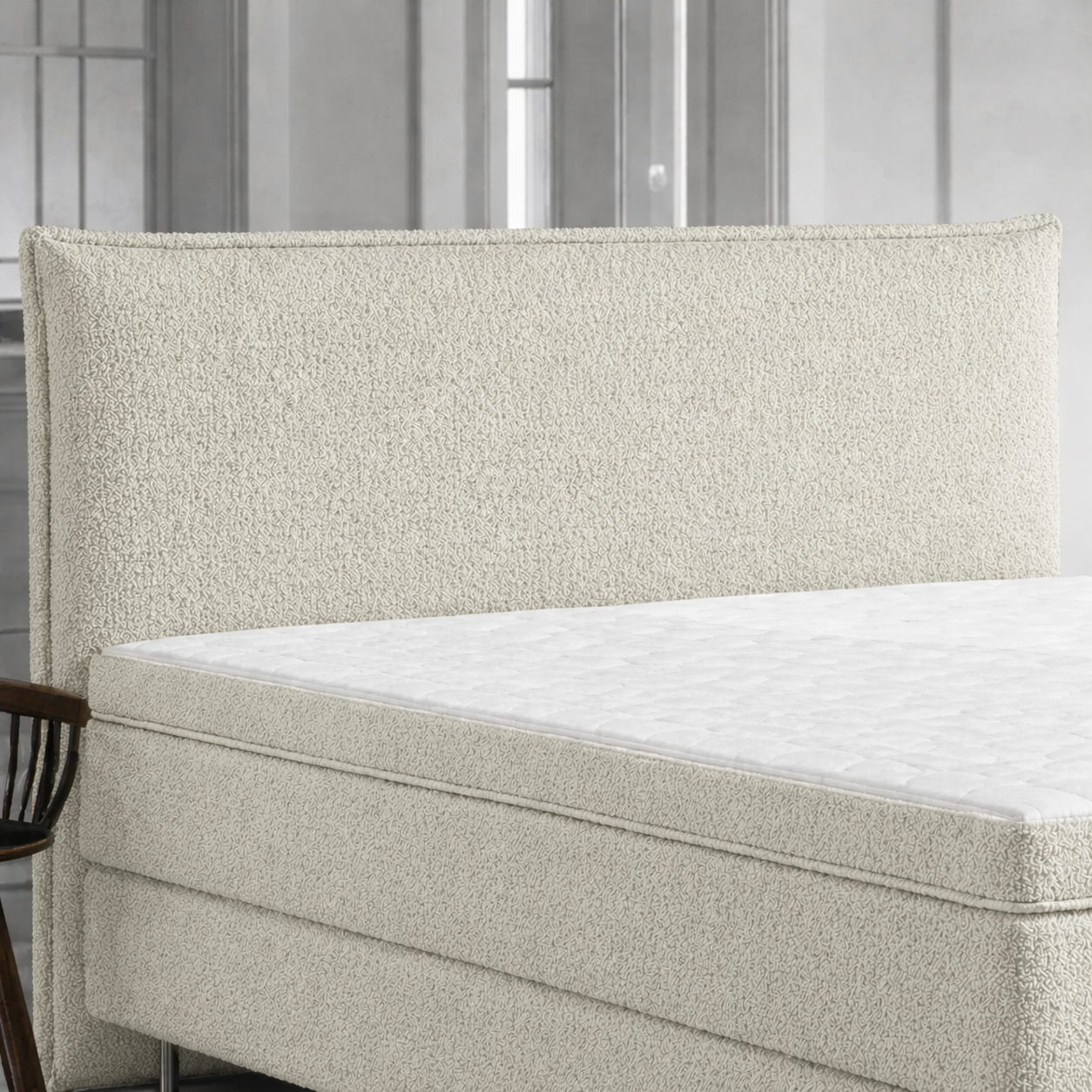 OP=OP Elektrische Boxspring 180 x 200 - Teddy Creme | Zonder Hoofdbord