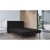 OP=OP Vaste Boxspring Zonder Matras | 180 x 200 Zwart | Hoofdbord Glad - 30 cm hoge boxen Incl. 1x Hocker met Lade