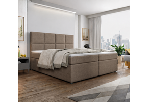 ACTIEDEAL Opberg Boxspring Levi | 160 x 200 stof Donkerbeige | 40 cm hoge opbergruimte + Pocketvering 1000m2 matrassen