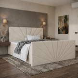 OP=OP Vaste Boxspring | 160 x 200 - Teddy Creme | Hoofdbord & Voetbord Sunny  +  Pocketboxen 30 cm hoog + 1x Groot Stevig Matras