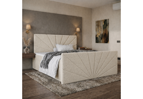 OP=OP Vaste Boxspring | 160 x 200 - Teddy Creme | Hoofdbord & Voetbord Sunny  +  Pocketboxen 30 cm hoog + 1x Groot Stevig Matras