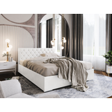 OP=OP Opberg Bed Konrad | 160 x 200 - Skai Wit | Incl. Metalen Frame met Gasdrukveren